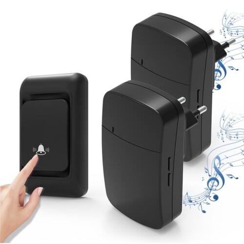 Wireless Doorbell Set with Multiple Combinations, Easy Installation, Long Range, LED, Waterproof Design, EU Plug