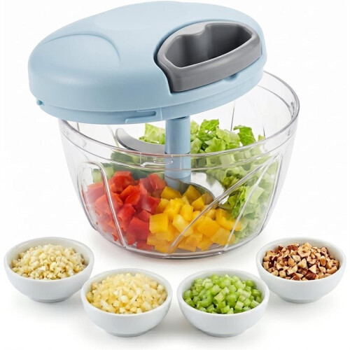 Manual Food Processor, Hand Pull Vegetable and Herb Chopperfor Quick Prep for Ginger Fruits Garlic Nuts Onion A