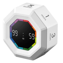 Digital Flip Timer Count /Down 3-Level Volume Rechargeable Magnetic Kitchen Timer for Home School Study White