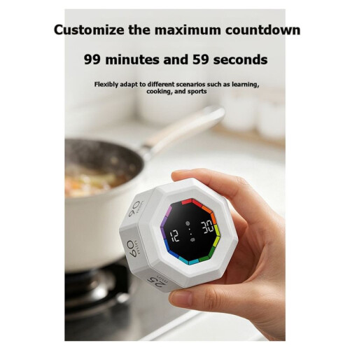 Digital Flip Timer Count /Down 3-Level Volume Rechargeable Magnetic Kitchen Timer for Home School Study Black 2