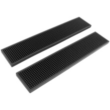 2Pcs PVC Bar Rail Mat, 17.5x3.5 Inch Non-Slip Barbell Service Mat, Heavy Duty Waterproof Drip & Spill Mat for Coffee