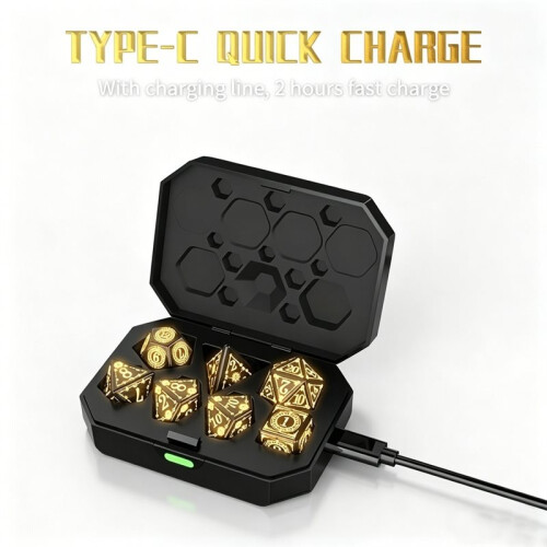 Rechargeable LED Electronic Dice Set with Charging Box 7 PCS Polyhedral DND Dices 1