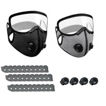 Återanvändbar Dammmask med Kolfilter och Justerbara Skyddsglasögon, Andningsbart Ansiktsskydd för Träbearbetning, Slipning, Trädgårdsarbete