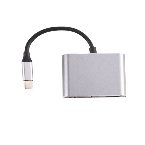 Hub USB-C 4 em 1 com Adaptador Multiportas USB-C para , VGA e AV Digital Tipo-C