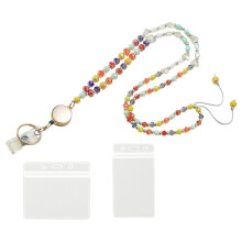 Lanière Cadeau pour Badges et Clés avec Fermoir de Sécurité, Joli Collier Porte-Badge à Perles pour Femmes