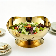 Key Bowl for Entryway Table - Stylish Gold Metal Dish for Keys, Salad Bowls, Salad Basins, Salad Plates,Coffee Pods