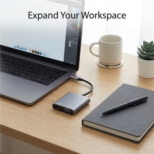 Hub USB-C 4 em 1 com Adaptador Multiportas USB-C para , VGA e AV Digital Tipo-C 2