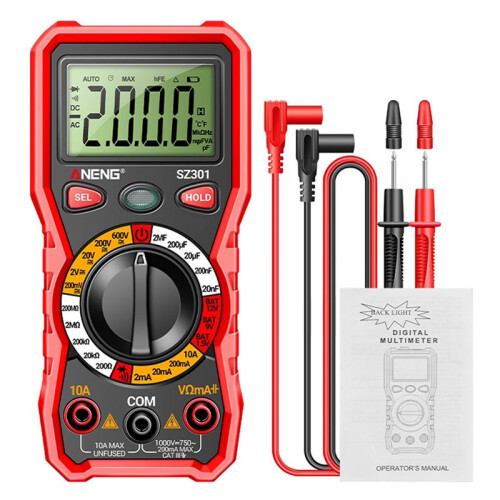 ANENG SZ301 Multi Functional Multimeter 600V AC/ Voltage 10A Current Measurement Electrical Maintenance Instrument Red