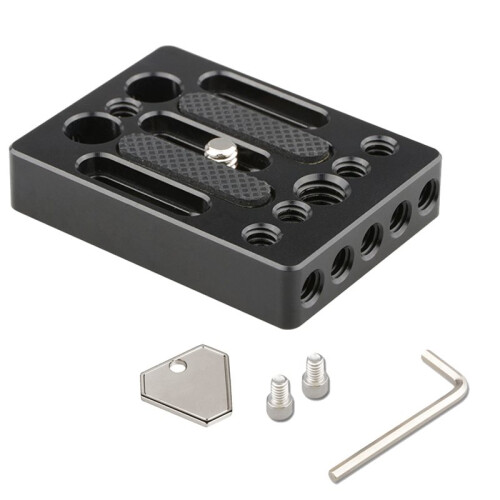 Camera Baseplate Quick Release Plate 1/4"-20 & 3/8"-16 Thread for     Cage Rig