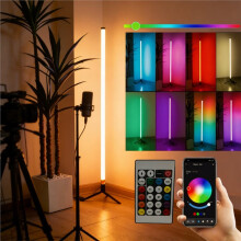 120 cm LED RGB Stehlampe mit Tonaufnahme, Ambientebeleuchtung, Eckwandleuchte für Schlafzimmer, E-Sport-Raum, Stimmungslicht