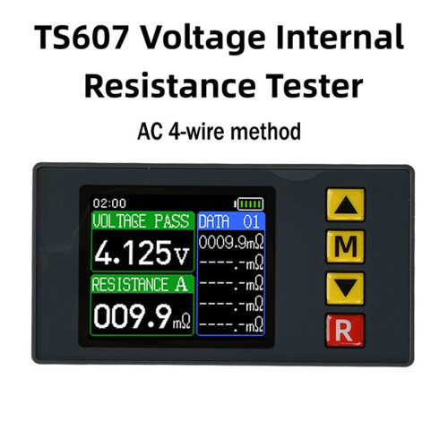 TS607 DC5V High-Precision Internal Resistance Tester, 1.77" TFT Color AC 4-Wire Method Lithium Battery Voltmeter 1