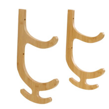 2pcs Wooden Yoga Mat Holder Wall Mount with 4 Hooks for Efficient Storage and Easy Access
