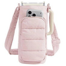 Quilted Crossbody Water Bottle Holder with Strap, Stylish Gym Accessories for Women