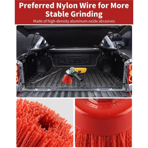 6" Nylon Cup Brush with Mild Abrasive, Wire Cup Brush Quickly Remove Rust Angle Grinder with 5/8 Inch-11 Threaded Arbor 1