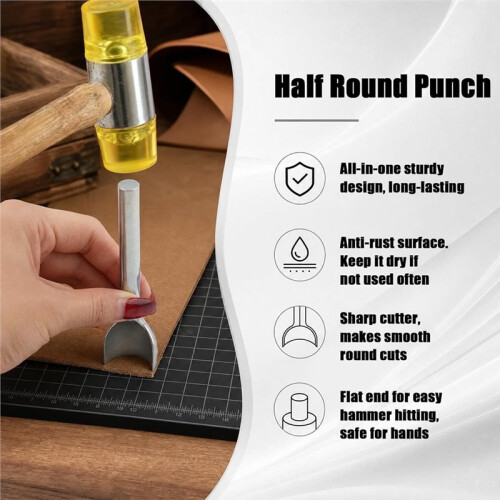3PCS Leather Corner Punch Tool, 10/20/30mm Half Round Cutter Leather Tool for Clean Curved Edges 2