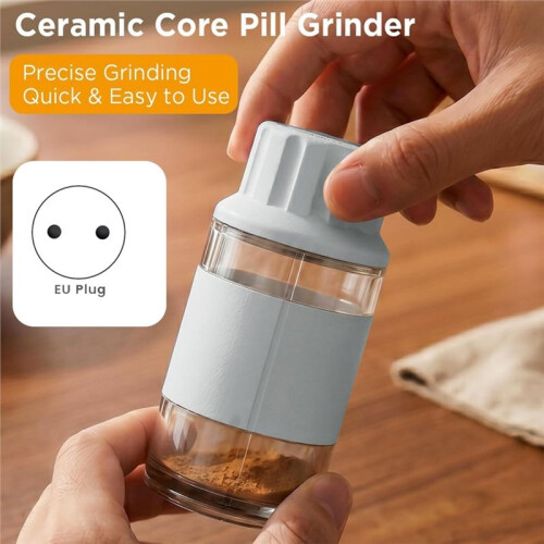 Ceramic Core Small Pill Crusher Fine Powder,Manual Pill Grinder for Elderly & Pets, for Arthritic Hands EU Plug 1