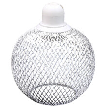 Abat-Jour en Fil de Fer Ajouré, Cage Décorative pour Suspension, Luminaire D'Intérieur, Blanc