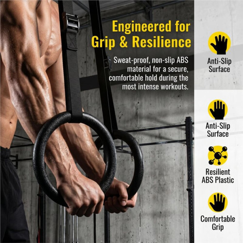Gymnastics Rings Set with Adjustable Straps for Home and Gym Strength Training 1