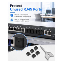 Pacote com 100 Unidades de Trava para Porta RJ45 com 5 Chaves, Trava para Porta de Rede e Tampa Protetora Contra Poeira, Bloqueador de Conector RJ45