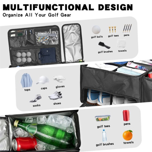 Organizer for Car Trunk with Cooler, Ventilated Shoe Compartment, 2-Layer Storage Bag  Accessories 2