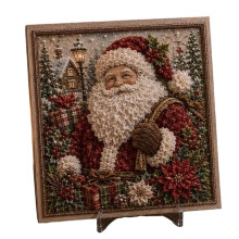 3D Christmas Fabric Poke Art DIY Kit Xmas Tree Reindeer Pattern Complete Fabric Tool Set Hand-Poking Santa Claus
