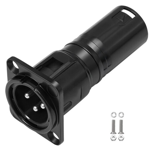 3pin XLR Male to XLR Male Panel Mount Adaptor Chassis Lock Socket Connector for D Panel Mounting