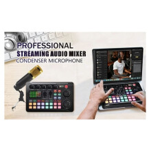 F998 Sound Card Podcast Equipment Bundle,with Microphone Set ,Music/Recording Live Streaming for DJ Disco Device B