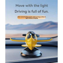Solar Powered Rotating Airplane Car Dashboard Ornament 360 Autorotation Decor for Car Interior Decoration White
