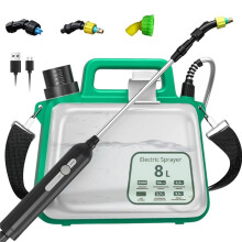 Battery Powered Garden Sprayers 2 Gallon,Electric Sprayers with USB Rechargeable Handle,3 Mist Nozzles, Retractable Wand