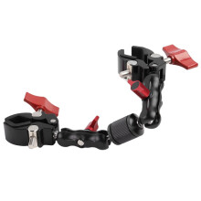 Camera Double Clip Crab Clamp for Motorcycle Bicycle Handlebar Clip Bracket Universal Adjustable Extension Arm