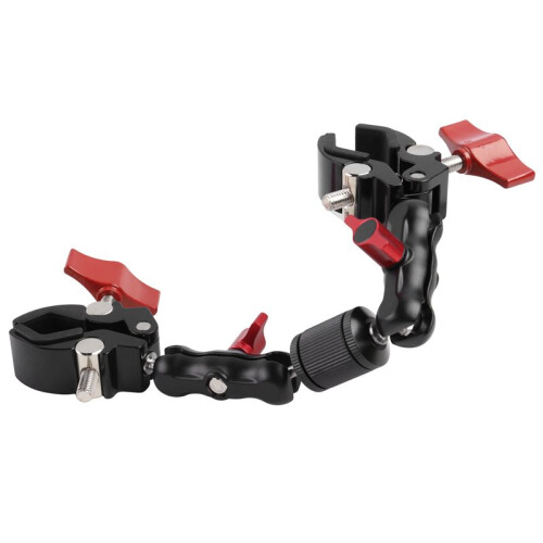 Camera Double Clip Crab Clamp for Motorcycle Bicycle Handlebar Clip Bracket Universal Adjustable Extension Arm