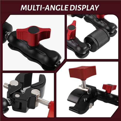 Camera Double Clip Crab Clamp for Motorcycle Bicycle Handlebar Clip Bracket Universal Adjustable Extension Arm 1
