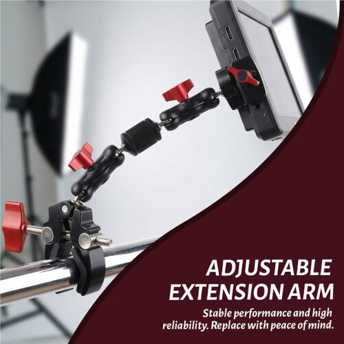 Camera Double Clip Crab Clamp for Motorcycle Bicycle Handlebar Clip Bracket Universal Adjustable Extension Arm 2