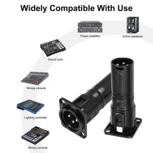 3pin XLR Male to XLR Male Panel Mount Adaptor Chassis Lock Socket Connector for D Panel Mounting