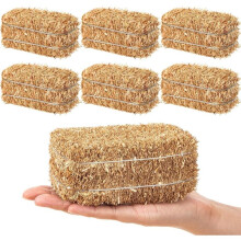 6 Pcs Hay Bales Miniature Hay Bales ,for Scene Rustic Wedding Western Cowboy Themed Birthday (5 X 2.5 X 2.5 Inch)