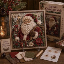 Kit DIY per Decorazione 3D di Tessuti Natalizi con Motivo Albero di Natale e Renne, Set Completo di Strumenti per La Lavorazione A Mano con La Tecnica