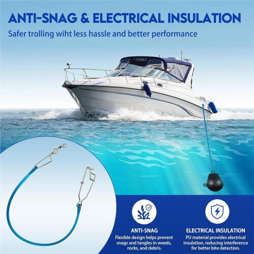 4 Pezzi di Peso per Downrigger con Snubber con Cuscinetti A Sfera e Girella, Snubber da Traina per La Pesca 1
