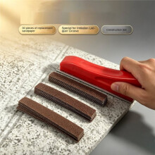 Hand-Held Sander Tool with 30 Pcs Sandpaper Strips, Recessed Gaps Sanding File for Exterior Wall Faux Stone Paint