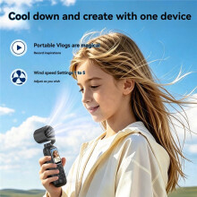 Action Camera with Cooling Fan 180 Adjustable Gimbal 1.47-Inch Screen 5-Gear Wind Photo/Video/Audio Recording B