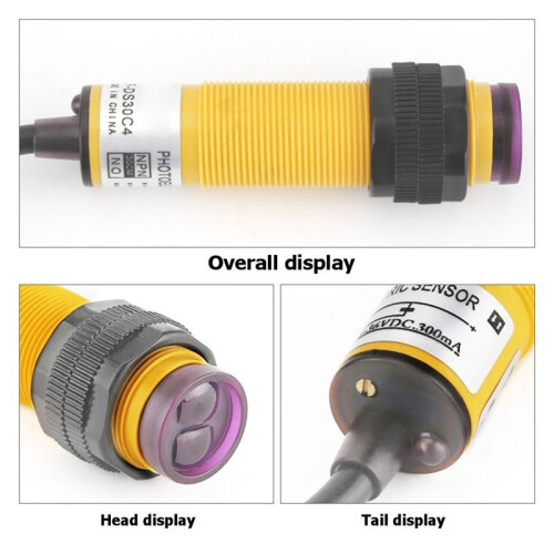 E3F-DS30C4 Proximity  Photoelectric Sensor Connector NPN DC6-36V 30cm Detection Range Adjustable 1