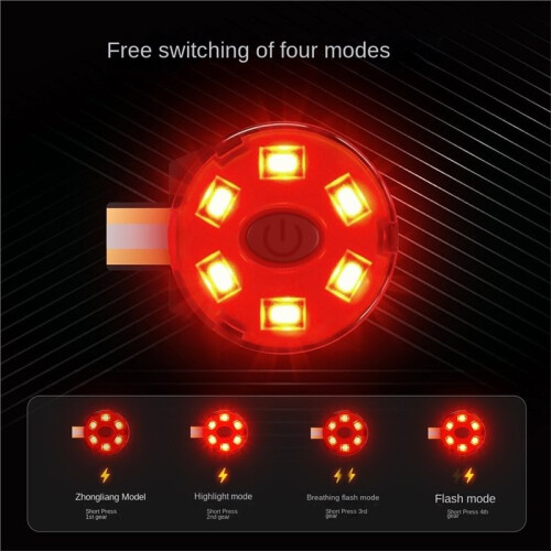 USB Rechargeable LED Helmet Tail Light High Brightness Flashing Warning Light Installation Tools Light for Night Riding 2