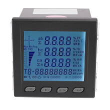 3 Phase Power Meter Short Case Ampere Voltage Kwh Watt Var Power Factor Frequency LCD Multifunction Meter