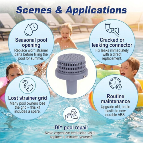 2-Pack Poolfilterkoppling för  Ovanmarkspool - 11070 & 11072 Reservdelar, för 25022E 26005E 1