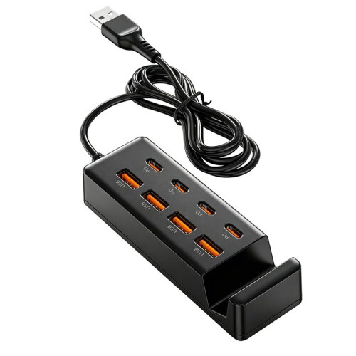 8  USB Hub Charging & Data Transfer Station with Phone Holder 4 USB 4 Type C PD Charge Data Sync 480Mbps for Laptop