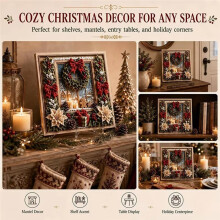 3D Christmas Fabric Poke Art DIY Kit Xmas Tree Reindeer Pattern Complete Fabric Tool Set Hand-Poking Christma Tree