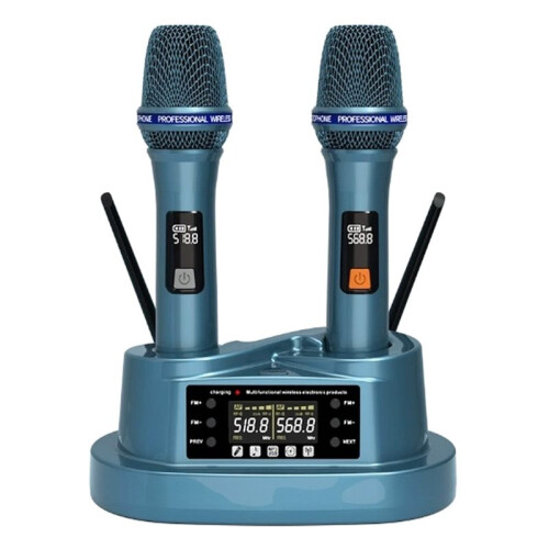 Microfono Wireless Portatile Ricaricabile con Batteria al Litio Integrata e  per Karaoke e Palcoscenici.