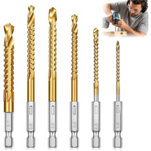 6-Teiliges Spiralbohrer-Set, 3-8 mm Titanlegierung, Sägezahn-HSS-Bohrer, Titanlegierungs-Bohrer-Bearbeitungsset