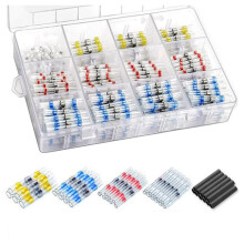 Kit di 400 Connettori per Cavi A Saldare Termorestringenti, Giunzioni A Saldare di Testa: Bianco 30, Giallo 15, Blu 40, Rosso 40, Nero 275.