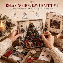 3D Christmas Fabric Poke Art DIY Kit Xmas Tree Reindeer Pattern Complete Fabric Tool Set Hand-Poking Christma Tree