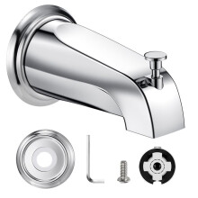 Badkraan met Omstelkraan en Metalen Afdekring, Insteekbare Badkraan voor 1/2" Koperen Buis
